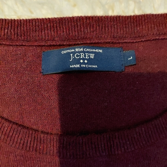 J Crew Cotton Cashmere Mens Crewneck Maroon Sweater - Picture 2 of 6